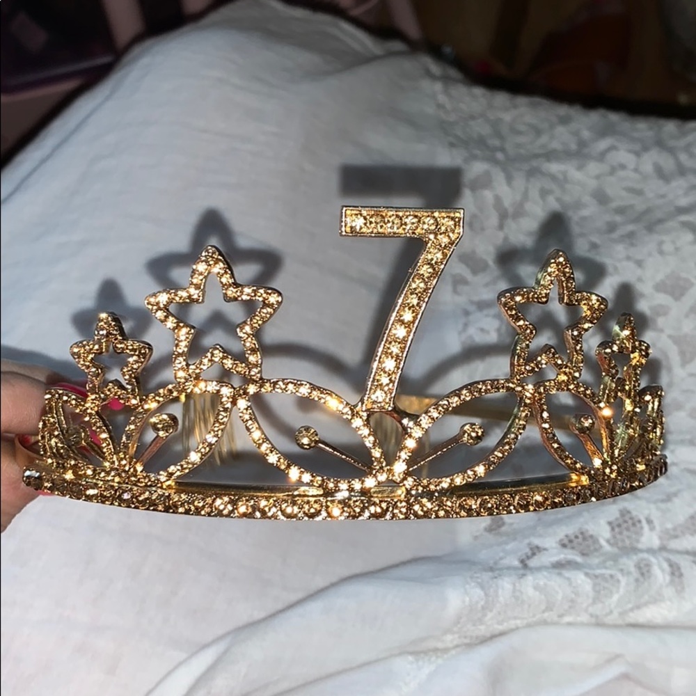 New Seven 7 year Old Birthday Crown glitz